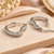 Heart shape crystal hoop earrings, silver tone, anti-tarnish
