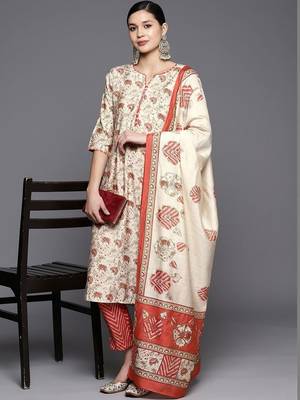 women floral printed regular kurta with trousers & with dupatta 3