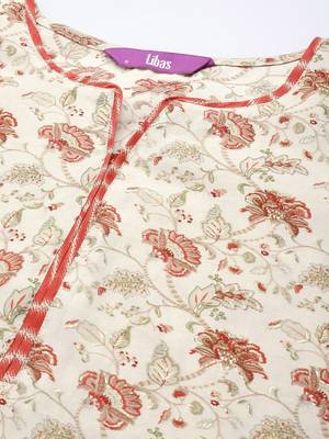 women floral printed regular kurta with trousers & with dupatta 5