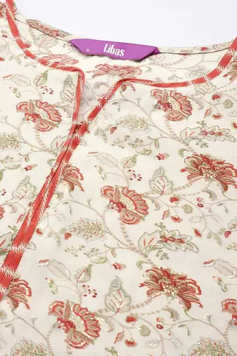 women floral printed regular kurta with trousers & with dupatta
