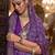 Purple ethnic motifs printed silk blend pochampally saree