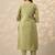 women printed regular thread work kurta with trousers