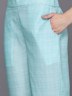 women floral printed regular thread work kurta with trousers 6