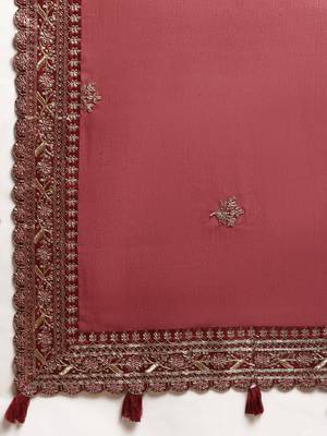 Maroon maroon & golden woven design georgette saree 5