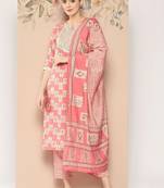women ethnic motifs printed regular thread work kurta with trousers & with dupatta