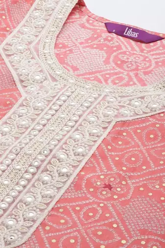 women ethnic motifs printed regular mirror work kurta with trousers & with dupatta