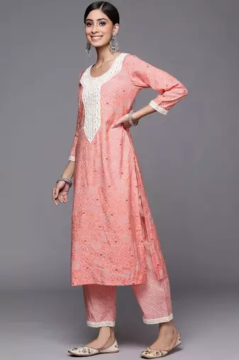 women ethnic motifs printed regular mirror work kurta with trousers & with dupatta