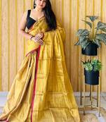Yellow tissue saree