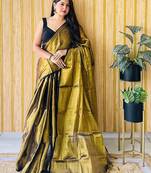 Brown tissue saree with blouse