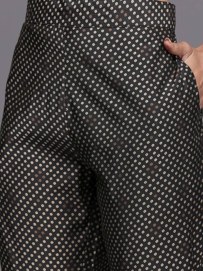 women ethnic motifs printed regular gotta patti kurta with trousers & with dupatta