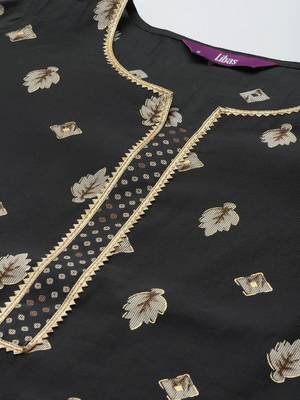 women ethnic motifs printed regular gotta patti kurta with trousers & with dupatta 3