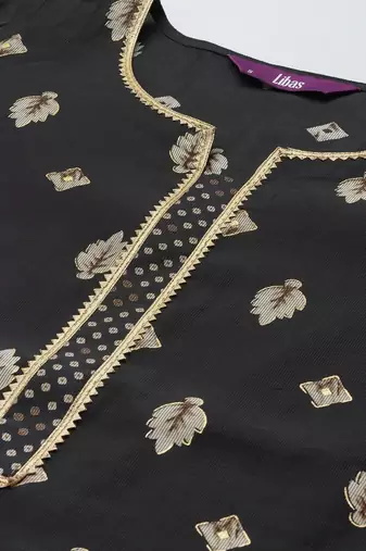 women ethnic motifs printed regular gotta patti kurta with trousers & with dupatta
