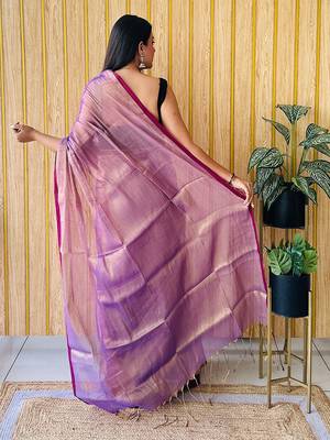 Purple women tissue saree 2