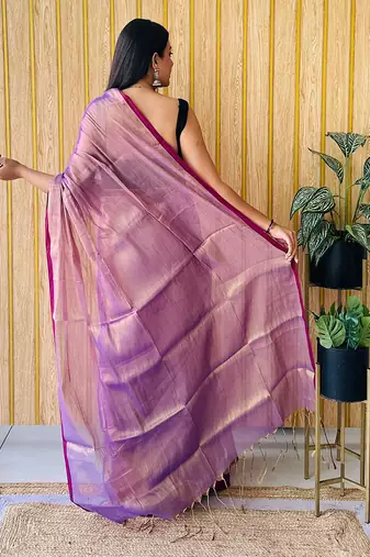 Purple women tissue saree