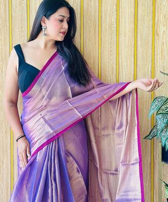 Purple women tissue saree 4