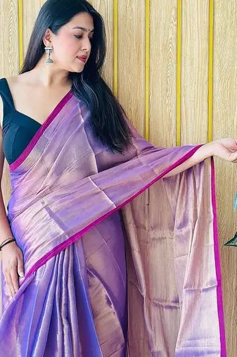 Purple women tissue saree