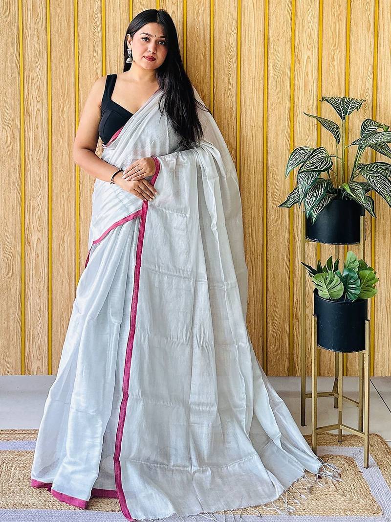 Grey tissue saree