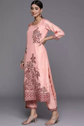 women ethnic motifs embroidered regular thread work kurta with trousers & with dupatta