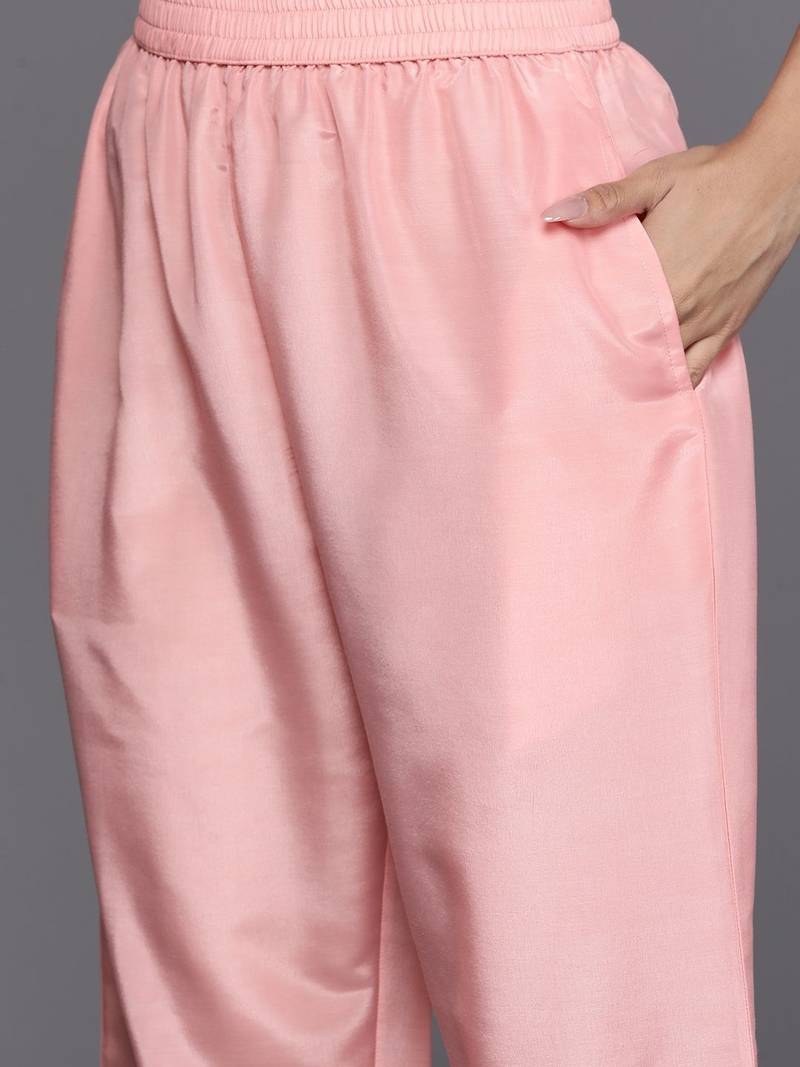 women ethnic motifs embroidered regular thread work kurta with trousers & with dupatta