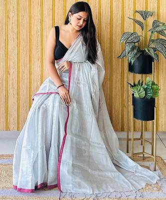 Grey tissue saree 3
