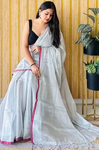 Grey tissue saree