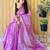 Pink women tissue saree with blouse piece