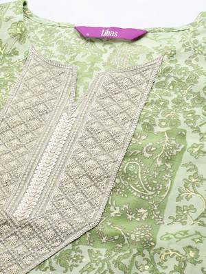 women ethnic motifs printed regular thread work kurta with trousers & with dupatta 6