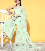 women floral printed regular kurti with sharara & with dupatta