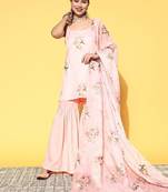 women floral printed regular kurti with sharara & with dupatta