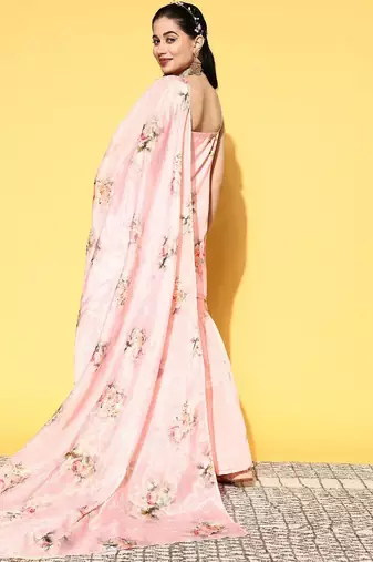 women floral printed regular kurti with sharara & with dupatta