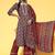 women ethnic motifs printed regular thread work kurta with trousers & with dupatta