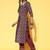 women ethnic motifs printed regular thread work kurta with trousers & with dupatta