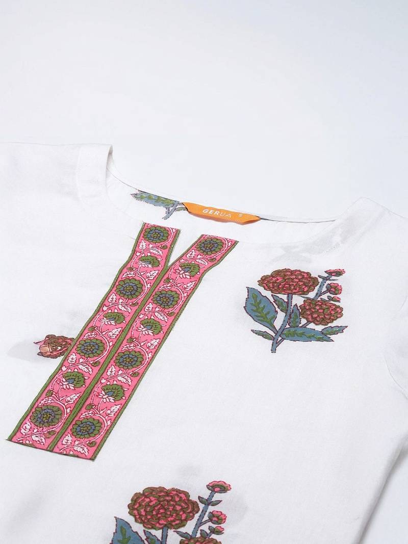 women floral printed regular kurta with trousers & with dupatta