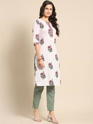 women floral printed regular kurta with trousers & with dupatta 7