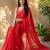Red floral beads and stones poly georgette designer saree