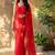 Red floral beads and stones poly georgette designer saree