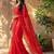 Red floral beads and stones poly georgette designer saree