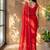 Red floral beads and stones poly georgette designer saree