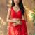 Red floral beads and stones poly georgette designer saree