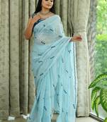 Pink tissue leheriya thread and sequence work saree