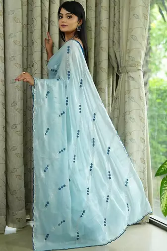 Pink tissue leheriya thread and sequence work saree