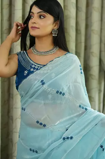 Pink tissue leheriya thread and sequence work saree