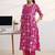 libas fuchsia pink floral print a-line suit set with dupatta