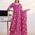 libas fuchsia pink floral print a-line suit set with dupatta