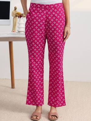 libas fuchsia pink floral print a-line suit set with dupatta 6