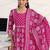 libas fuchsia pink floral print a-line suit set with dupatta