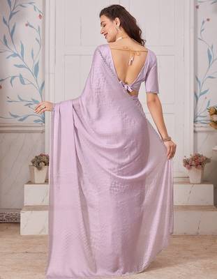 Mauve embellished beads and stones satin saree 2