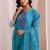 women ethnic motifs printed regular thread work kurta with palazzos & with dupatta