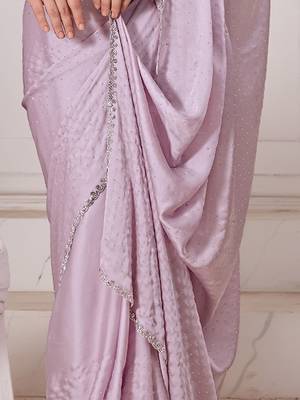 Mauve embellished beads and stones satin saree 5