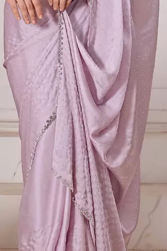 Mauve embellished beads and stones satin saree